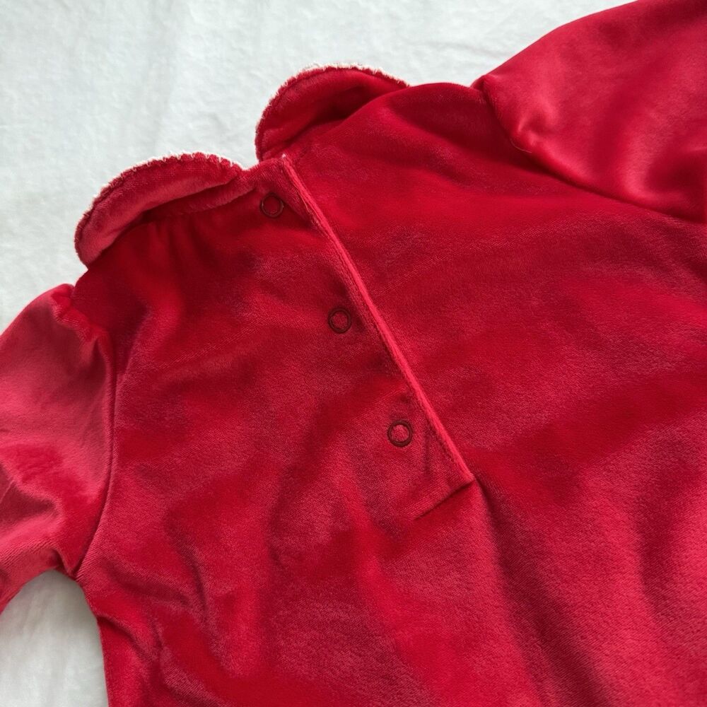 Vtg Footed Romper Red Teddy Bear Baby's 1st Christmas Baby Embroidered Sz 3-6M - Picture 4 of 7